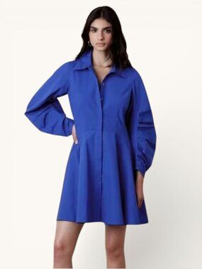 Banana Republic Cobalt-Blue Cotton Paxton Shirt Dress, Small